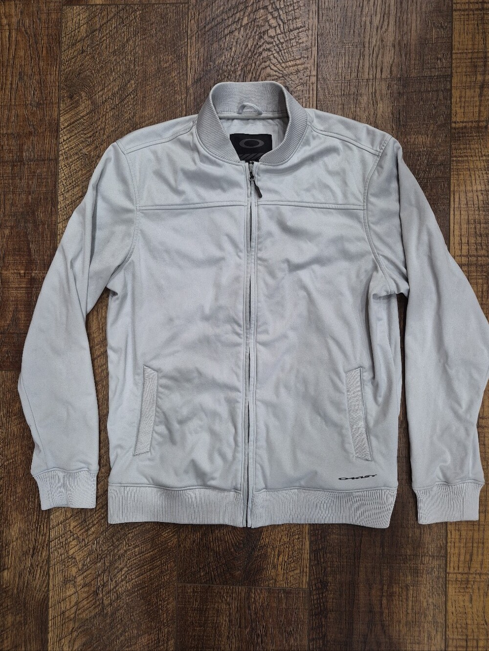 Men's Oakley Gray Bomber Style Zip-Up Jacket - Minimalist Activewear Medium